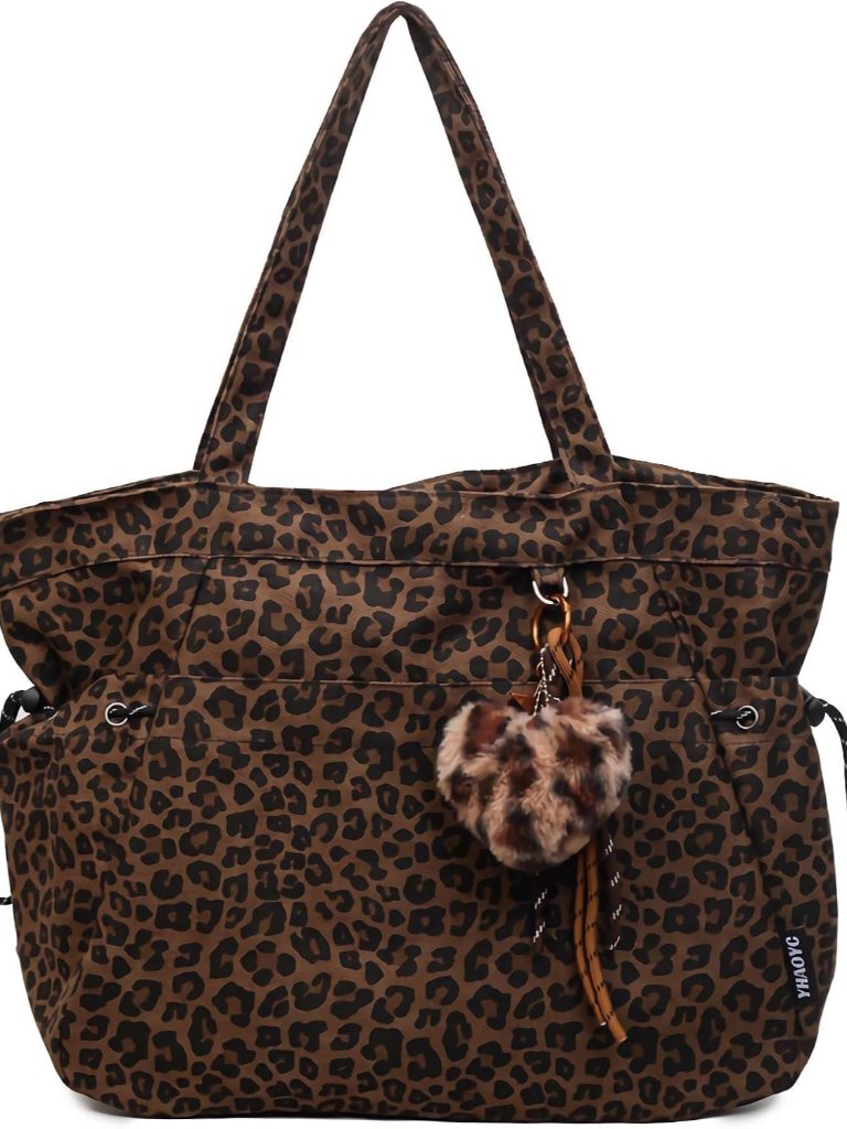 Leopard Cheetah Print Tote Bag For Women, Y2k Animal Print Purse With Zipper, La